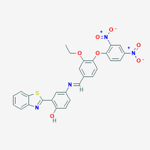 molecular formula C28H20N4O7S B414985 2-(1,3-Benzothiazol-2-yl)-4-[(4-{2,4-bisnitrophenoxy}-3-ethoxybenzylidene)amino]phenol 