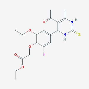 ethyl [4-(5-acetyl-6-methyl-2-thioxo-1,2,3,4-tetrahydro-4-pyrimidinyl)-2-ethoxy-6-iodophenoxy]acetate