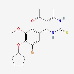 1-{4-[3-bromo-4-(cyclopentyloxy)-5-methoxyphenyl]-6-methyl-2-thioxo-1,2,3,4-tetrahydro-5-pyrimidinyl}ethanone