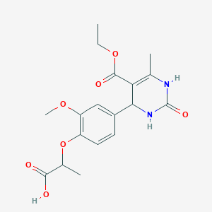 molecular formula C18H22N2O7 B4149904 2-{4-[5-(ethoxycarbonyl)-6-methyl-2-oxo-1,2,3,4-tetrahydro-4-pyrimidinyl]-2-methoxyphenoxy}propanoic acid 