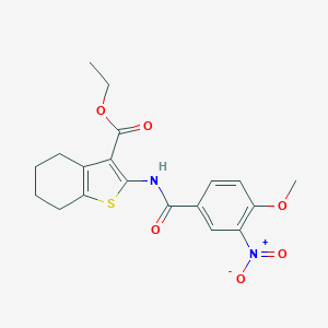 molecular formula C19H20N2O6S B414995 Ethyl 2-[(4-methoxy-3-nitrobenzoyl)amino]-4,5,6,7-tetrahydro-1-benzothiophene-3-carboxylate 