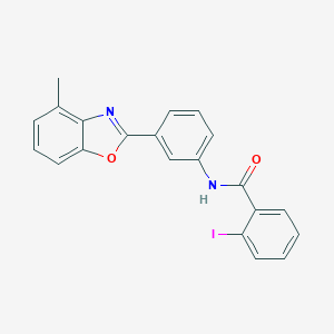 molecular formula C21H15IN2O2 B414996 2-iodo-N-[3-(4-methyl-1,3-benzoxazol-2-yl)phenyl]benzamide 