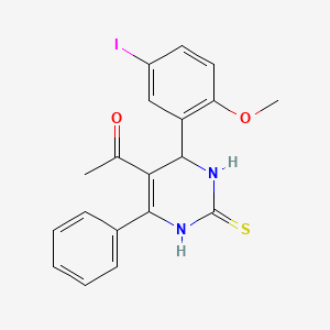 1-[4-(5-IODO-2-METHOXYPHENYL)-6-PHENYL-2-SULFANYLIDENE-1,2,3,4-TETRAHYDROPYRIMIDIN-5-YL]ETHAN-1-ONE