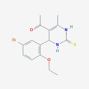 1-[4-(5-bromo-2-ethoxyphenyl)-6-methyl-2-sulfanylidene-3,4-dihydro-1H-pyrimidin-5-yl]ethanone