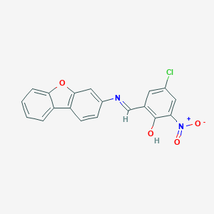 molecular formula C19H11ClN2O4 B415004 4-Chloro-2-[(dibenzo[b,d]furan-3-ylimino)methyl]-6-nitrophenol 