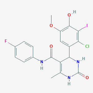 molecular formula C19H16ClFIN3O4 B4150068 4-(2-chloro-4-hydroxy-3-iodo-5-methoxyphenyl)-N-(4-fluorophenyl)-6-methyl-2-oxo-1,2,3,4-tetrahydro-5-pyrimidinecarboxamide 