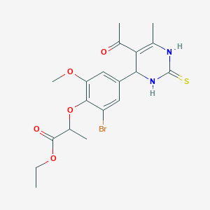 molecular formula C19H23BrN2O5S B4150093 ethyl 2-[4-(5-acetyl-6-methyl-2-thioxo-1,2,3,4-tetrahydro-4-pyrimidinyl)-2-bromo-6-methoxyphenoxy]propanoate 