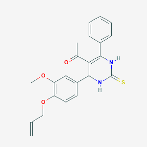 molecular formula C22H22N2O3S B4150110 1-{4-[4-(allyloxy)-3-methoxyphenyl]-6-phenyl-2-thioxo-1,2,3,4-tetrahydro-5-pyrimidinyl}ethanone 