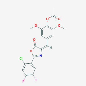 molecular formula C20H14ClF2NO6 B415012 4-[(2-(2-chloro-4,5-difluorophenyl)-5-oxo-1,3-oxazol-4(5H)-ylidene)methyl]-2,6-dimethoxyphenyl acetate 