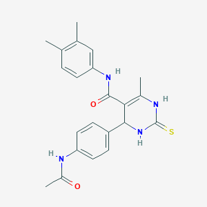 molecular formula C22H24N4O2S B4150148 4-[4-(ACETYLAMINO)PHENYL]-N~5~-(3,4-DIMETHYLPHENYL)-6-METHYL-2-THIOXO-1,2,3,4-TETRAHYDRO-5-PYRIMIDINECARBOXAMIDE CAS No. 713104-08-6