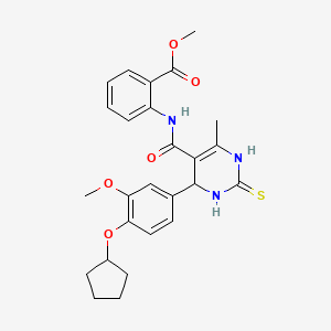 methyl 2-[({4-[4-(cyclopentyloxy)-3-methoxyphenyl]-6-methyl-2-thioxo-1,2,3,4-tetrahydro-5-pyrimidinyl}carbonyl)amino]benzoate