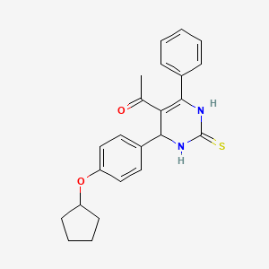 1-{4-[4-(cyclopentyloxy)phenyl]-6-phenyl-2-thioxo-1,2,3,4-tetrahydro-5-pyrimidinyl}ethanone