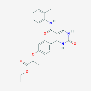 molecular formula C24H27N3O5 B4150175 ethyl 2-[4-(6-methyl-5-{[(2-methylphenyl)amino]carbonyl}-2-oxo-1,2,3,4-tetrahydro-4-pyrimidinyl)phenoxy]propanoate 