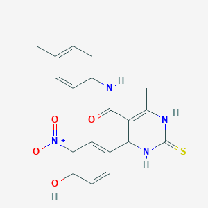 N-(3,4-dimethylphenyl)-4-(4-hydroxy-3-nitrophenyl)-6-methyl-2-thioxo-1,2,3,4-tetrahydro-5-pyrimidinecarboxamide