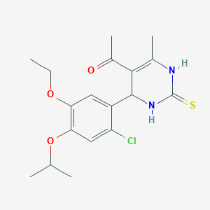 molecular formula C18H23ClN2O3S B4150180 1-[4-(2-chloro-5-ethoxy-4-isopropoxyphenyl)-6-methyl-2-thioxo-1,2,3,4-tetrahydro-5-pyrimidinyl]ethanone 