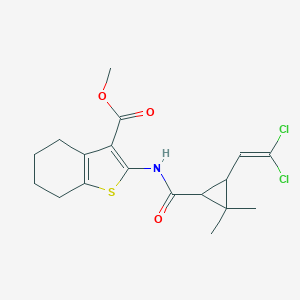 molecular formula C18H21Cl2NO3S B415019 Methyl 2-[[3-(2,2-dichloroethenyl)-2,2-dimethylcyclopropanecarbonyl]amino]-4,5,6,7-tetrahydro-1-benzothiophene-3-carboxylate CAS No. 297146-50-0