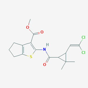 molecular formula C17H19Cl2NO3S B415023 methyl 2-({[3-(2,2-dichloroethenyl)-2,2-dimethylcyclopropyl]carbonyl}amino)-5,6-dihydro-4H-cyclopenta[b]thiophene-3-carboxylate 