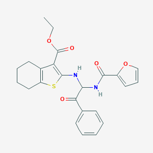 molecular formula C24H24N2O5S B415024 Ethyl 2-[[1-(furan-2-carbonylamino)-2-oxo-2-phenylethyl]amino]-4,5,6,7-tetrahydro-1-benzothiophene-3-carboxylate CAS No. 297147-86-5