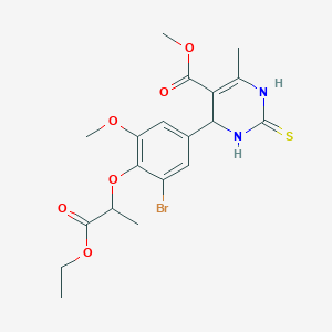 molecular formula C19H23BrN2O6S B4150265 methyl 4-[3-bromo-4-(2-ethoxy-1-methyl-2-oxoethoxy)-5-methoxyphenyl]-6-methyl-2-thioxo-1,2,3,4-tetrahydro-5-pyrimidinecarboxylate 