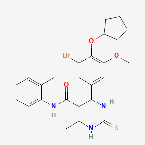 4-[3-bromo-4-(cyclopentyloxy)-5-methoxyphenyl]-6-methyl-N-(2-methylphenyl)-2-thioxo-1,2,3,4-tetrahydro-5-pyrimidinecarboxamide