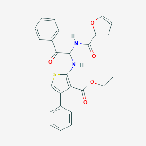 molecular formula C26H22N2O5S B415029 Ethyl 2-{[1-(2-furoylamino)-2-oxo-2-phenylethyl]amino}-4-phenyl-3-thiophenecarboxylate 