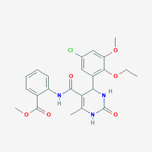 molecular formula C23H24ClN3O6 B4150305 methyl 2-({[4-(5-chloro-2-ethoxy-3-methoxyphenyl)-6-methyl-2-oxo-1,2,3,4-tetrahydro-5-pyrimidinyl]carbonyl}amino)benzoate 