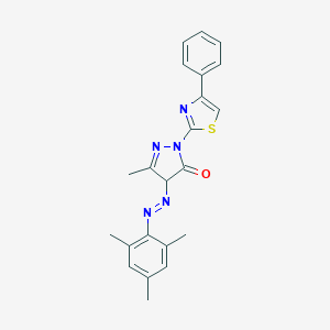 molecular formula C22H21N5OS B415033 4-(mesityldiazenyl)-5-methyl-2-(4-phenyl-1,3-thiazol-2-yl)-2,4-dihydro-3H-pyrazol-3-one 