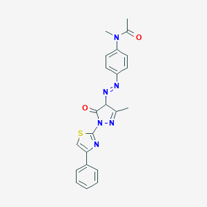molecular formula C22H20N6O2S B415036 N-methyl-N-(4-{[3-methyl-5-oxo-1-(4-phenyl-1,3-thiazol-2-yl)-4,5-dihydro-1H-pyrazol-4-yl]diazenyl}phenyl)acetamide 