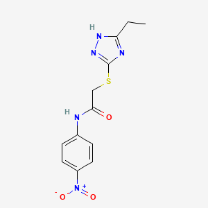 molecular formula C12H13N5O3S B4150422 2-[(5-ETHYL-4H-1,2,4-TRIAZOL-3-YL)SULFANYL]-N~1~-(4-NITROPHENYL)ACETAMIDE 