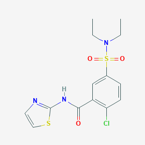 molecular formula C14H16ClN3O3S2 B415046 2-Chloro-5-diethylsulfamoyl-N-thiazol-2-yl-benzamide 