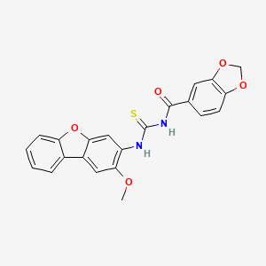 molecular formula C22H16N2O5S B4150467 N-(1,3-BENZODIOXOL-5-YLCARBONYL)-N'-(2-METHOXYDIBENZO[B,D]FURAN-3-YL)THIOUREA 