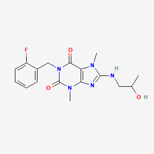 1-(2-fluorobenzyl)-8-[(2-hydroxypropyl)amino]-3,7-dimethyl-3,7-dihydro-1H-purine-2,6-dione