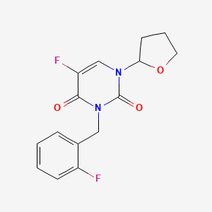 molecular formula C15H14F2N2O3 B4150524 5-fluoro-3-(2-fluorobenzyl)-1-(tetrahydro-2-furanyl)-2,4(1H,3H)-pyrimidinedione 