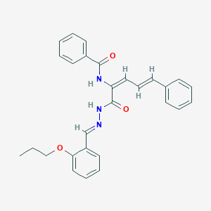 molecular formula C28H27N3O3 B415054 N-(4-phenyl-1-{[2-(2-propoxybenzylidene)hydrazino]carbonyl}-1,3-butadienyl)benzamide 