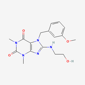 8-[(2-HYDROXYETHYL)AMINO]-7-[(3-METHOXYPHENYL)METHYL]-1,3-DIMETHYL-2,3,6,7-TETRAHYDRO-1H-PURINE-2,6-DIONE