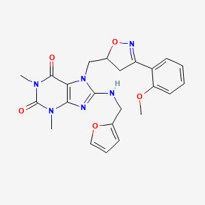 molecular formula C23H24N6O5 B4150611 8-[(2-furylmethyl)amino]-7-{[3-(2-methoxyphenyl)-4,5-dihydro-5-isoxazolyl]methyl}-1,3-dimethyl-3,7-dihydro-1H-purine-2,6-dione 