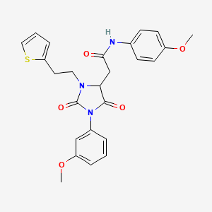 molecular formula C25H25N3O5S B4150648 N-(4-Methoxyphenyl)-2-[1-(3-methoxyphenyl)-2,5-dioxo-3-[2-(thiophen-2-YL)ethyl]imidazolidin-4-YL]acetamide 