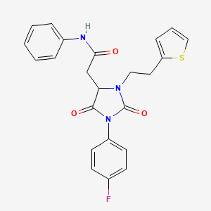 molecular formula C23H20FN3O3S B4150668 2-[1-(4-Fluorophenyl)-2,5-dioxo-3-[2-(thiophen-2-YL)ethyl]imidazolidin-4-YL]-N-phenylacetamide 