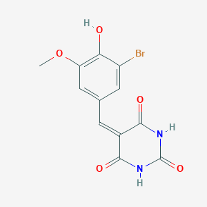 molecular formula C12H9BrN2O5 B415068 5-(3-bromo-4-hydroxy-5-methoxybenzylidene)-2,4,6(1H,3H,5H)-pyrimidinetrione 