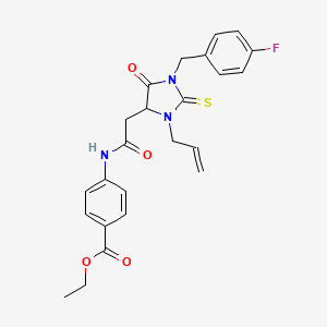 ethyl 4-({[3-allyl-1-(4-fluorobenzyl)-5-oxo-2-thioxo-4-imidazolidinyl]acetyl}amino)benzoate