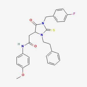 2-[1-(4-fluorobenzyl)-5-oxo-3-(2-phenylethyl)-2-thioxo-4-imidazolidinyl]-N-(4-methoxyphenyl)acetamide