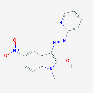 molecular formula C15H13N5O3 B415073 5-nitro-1,7-dimethyl-1H-indole-2,3-dione 3-(2-pyridinylhydrazone) 