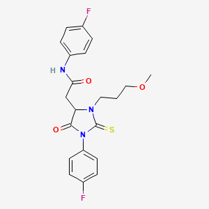 N-(4-fluorophenyl)-2-[1-(4-fluorophenyl)-3-(3-methoxypropyl)-5-oxo-2-thioxo-4-imidazolidinyl]acetamide