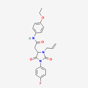 molecular formula C22H22FN3O4 B4150739 N-(4-Ethoxyphenyl)-2-[1-(4-fluorophenyl)-2,5-dioxo-3-(prop-2-EN-1-YL)imidazolidin-4-YL]acetamide 