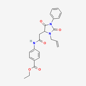 molecular formula C23H23N3O5 B4150763 Ethyl 4-{2-[2,5-dioxo-1-phenyl-3-(prop-2-EN-1-YL)imidazolidin-4-YL]acetamido}benzoate 