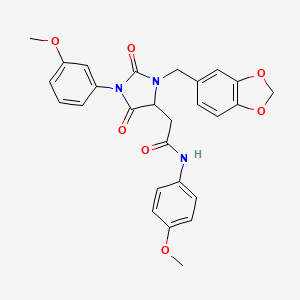 2-[3-(1,3-benzodioxol-5-ylmethyl)-1-(3-methoxyphenyl)-2,5-dioxo-4-imidazolidinyl]-N-(4-methoxyphenyl)acetamide