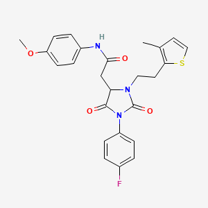 molecular formula C25H24FN3O4S B4150781 2-[1-(4-fluorophenyl)-3-[2-(3-methylthiophen-2-yl)ethyl]-2,5-dioxoimidazolidin-4-yl]-N-(4-methoxyphenyl)acetamide 