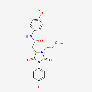 2-[1-(4-fluorophenyl)-3-(2-methoxyethyl)-2,5-dioxo-4-imidazolidinyl]-N-(4-methoxyphenyl)acetamide