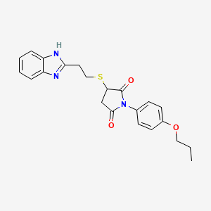 molecular formula C22H23N3O3S B4150811 3-{[2-(1H-1,3-BENZODIAZOL-2-YL)ETHYL]SULFANYL}-1-(4-PROPOXYPHENYL)PYRROLIDINE-2,5-DIONE 