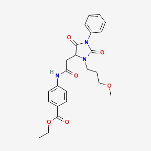 molecular formula C24H27N3O6 B4150818 ethyl 4-({[3-(3-methoxypropyl)-2,5-dioxo-1-phenyl-4-imidazolidinyl]acetyl}amino)benzoate 